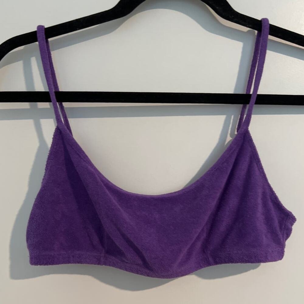 Danielle Bernstein Adjustable Strap Pull On Bra Top Neon Purple Women's Medium - Picture 2 of 5